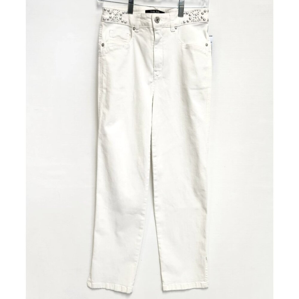 Marc Aurel Women's White High Waist Loose Fit Jeans W/Silver Detailing Size 36